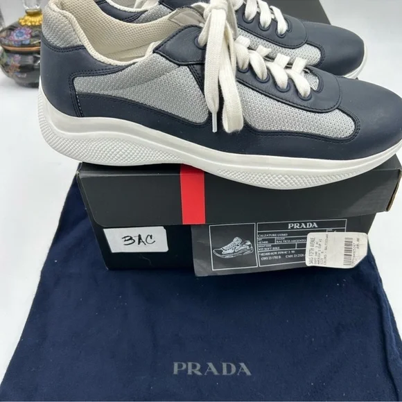 Men’s Prada America’s cup blue/silver sneakers size 6 fit seven US made in Italy - Picture 6 of 14